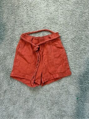 Cotton gauze Tie-Waist Women’s Shorts orange